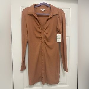 mini ruched button down dress